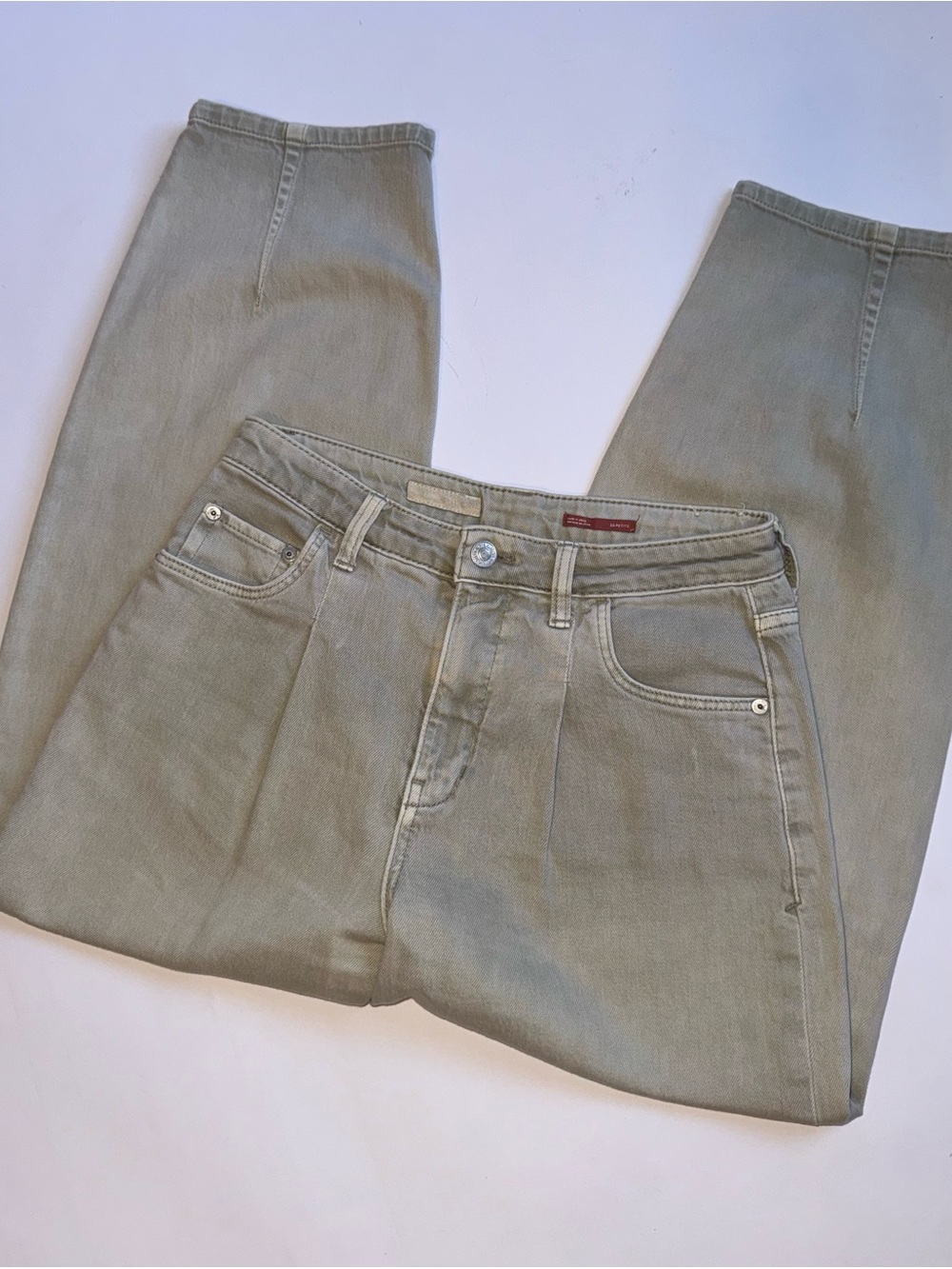 Pilcro Anthropologie The Breaker Jeans Women’s 25 Petite Sage Gray Barrel Leg